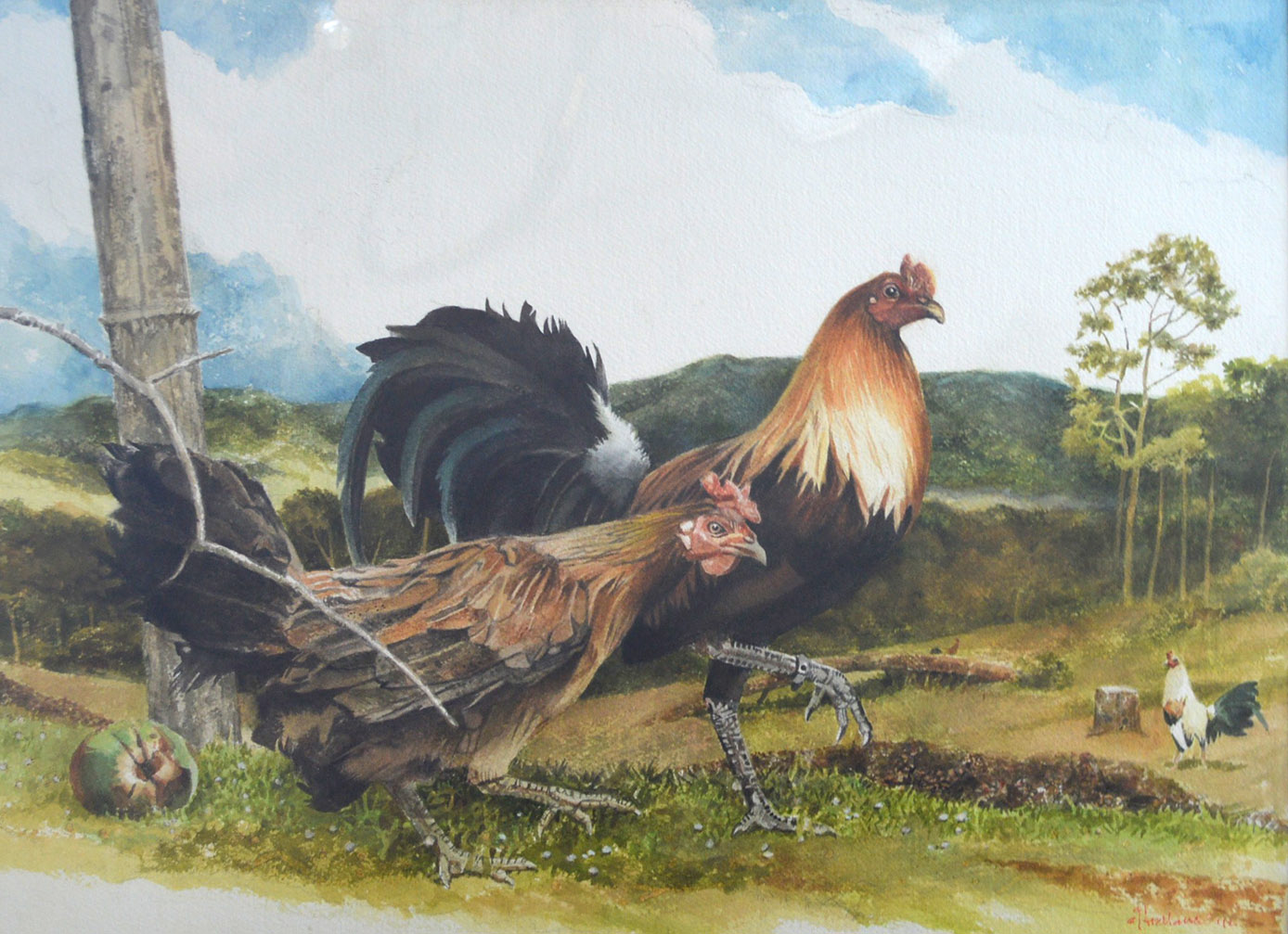 Three Cocks & Hen
