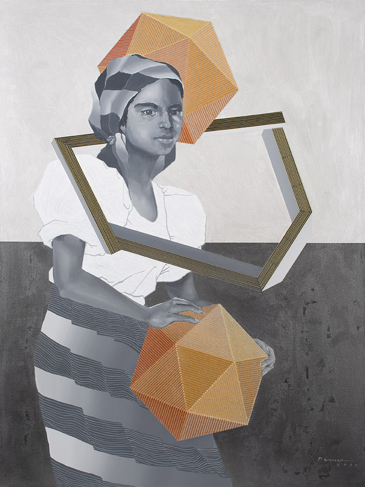 The Girl with Icosahedron (After Amorsolo's The Girl with a Jar)