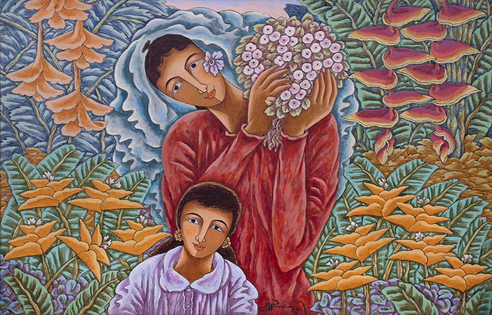 Mother and Child At The Flower Garden