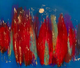 Blue Forest with Golden Moon